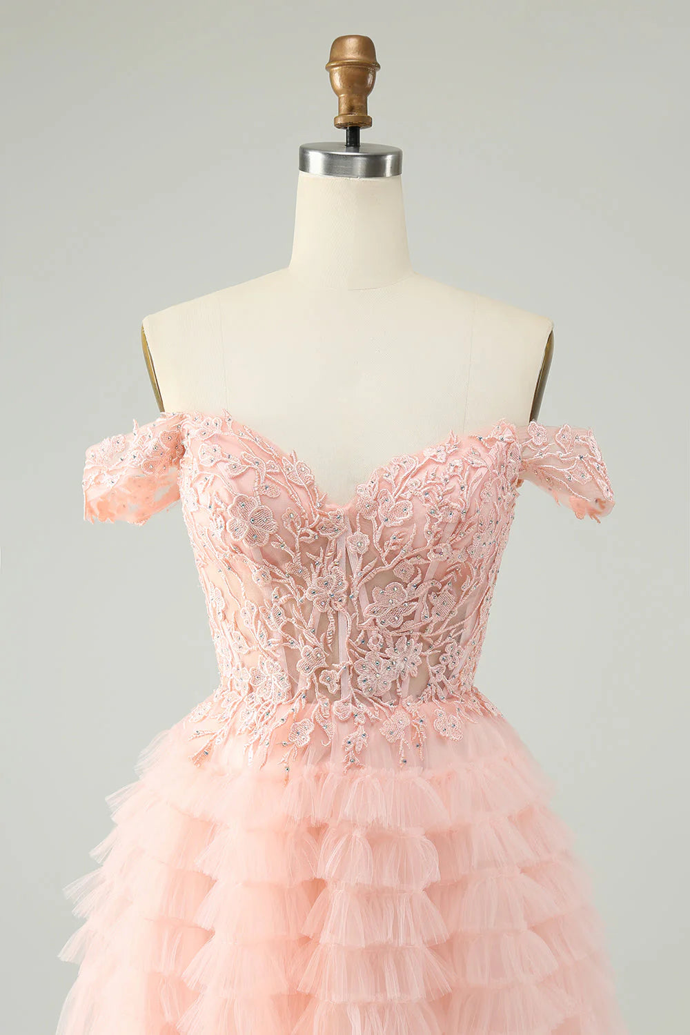 Amzcw Blush A Line Off The Shoulder Corset Short Tulle Homecoming Dress