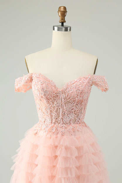 Amzcw Blush A Line Off The Shoulder Corset Short Tulle Homecoming Dress