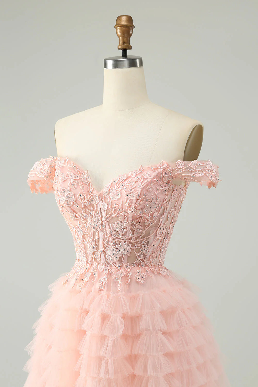 Amzcw Blush A Line Off The Shoulder Corset Short Tulle Homecoming Dress
