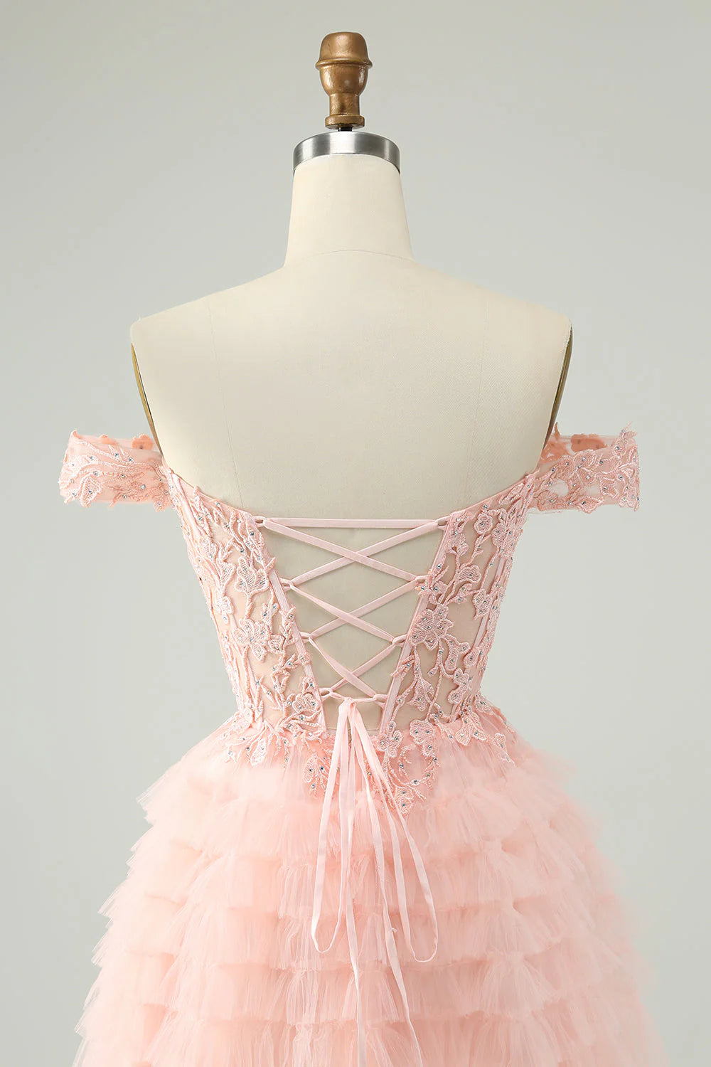 Amzcw Blush A Line Off The Shoulder Corset Short Tulle Homecoming Dress