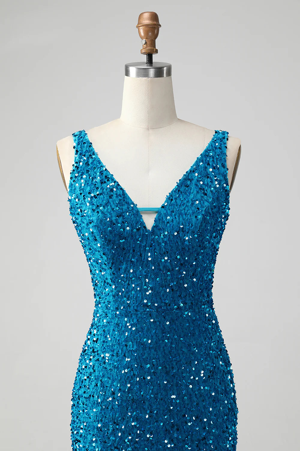 Amzcw Glitter Dark Blue Tight Spaghetti Straps Sequin Short Homecoming Dress with Tassels