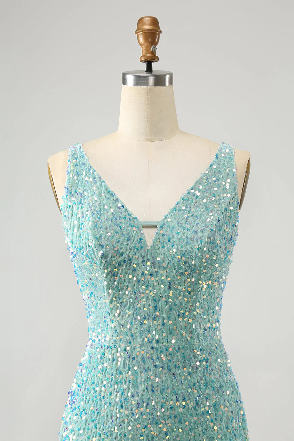 Amzcw Sparkly Sage Bodycon Spaghetti Straps Sequin Short Homecoming Dress with Tassels