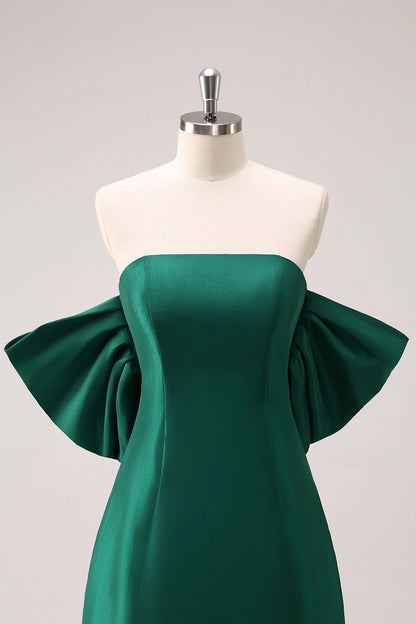 Amzcw Dark Green A Line Strapless Short Homecoming Dress with Bow