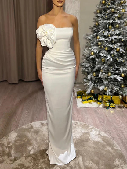 Sheath/Column Strapless Floor-Length Prom Dresses