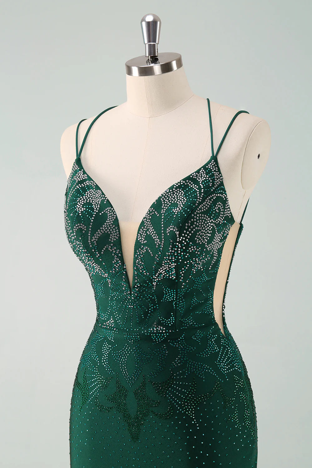 Amzcw Glitter Dark Green Tight Homecoming Dresses with Lace Up Back
