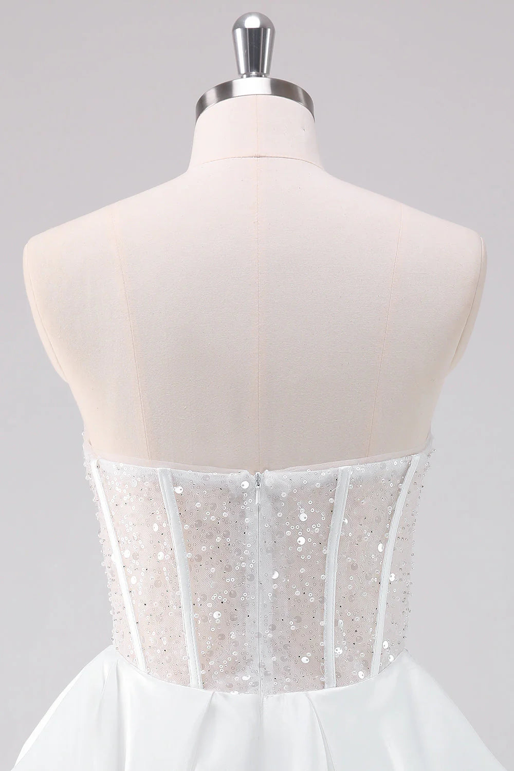 Amzcw Sparkly White A Line Strapless Corset Short Homecoming Dress