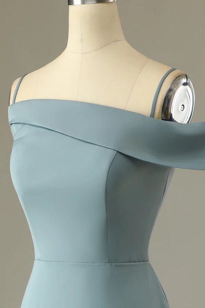 Vestido de fiesta sencillo de corte tubo azul