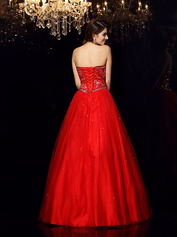 Vestidos de quinceañera largos de satén sin mangas con escote en forma de corazón y cuentas