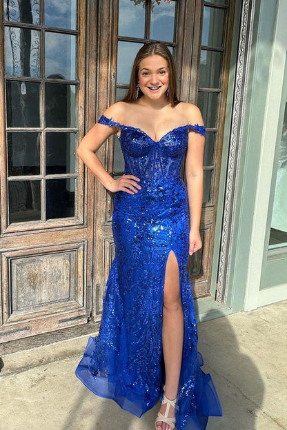 Vestidos de fiesta con hombros descubiertos y encaje hasta el suelo Vestidos de noche 