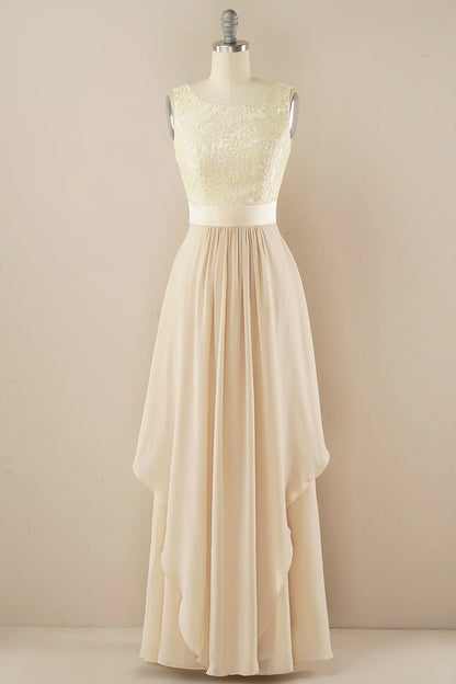 Vestido largo de fiesta de encaje 