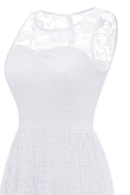 Vestido formal largo de encaje blanco 