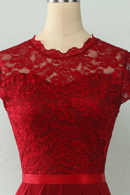 Vestido de fiesta de boda de encaje midi azul marino