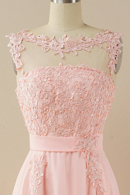 Vestido de fiesta de gasa con cuentas y escote barco 