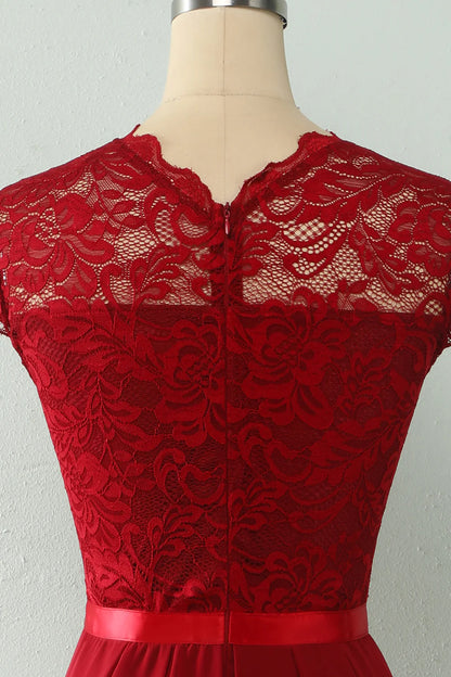 Vestido de fiesta de boda de encaje midi azul marino