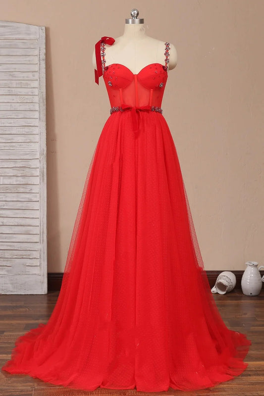 Vestidos de fiesta militares con cuentas y corte en A, tirantes de tul y escote corazón 