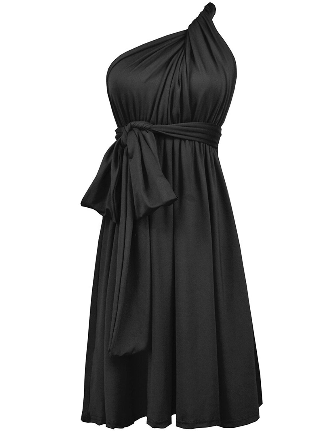 Side profile of a model wearing the A-line dress, showing the silhouette.