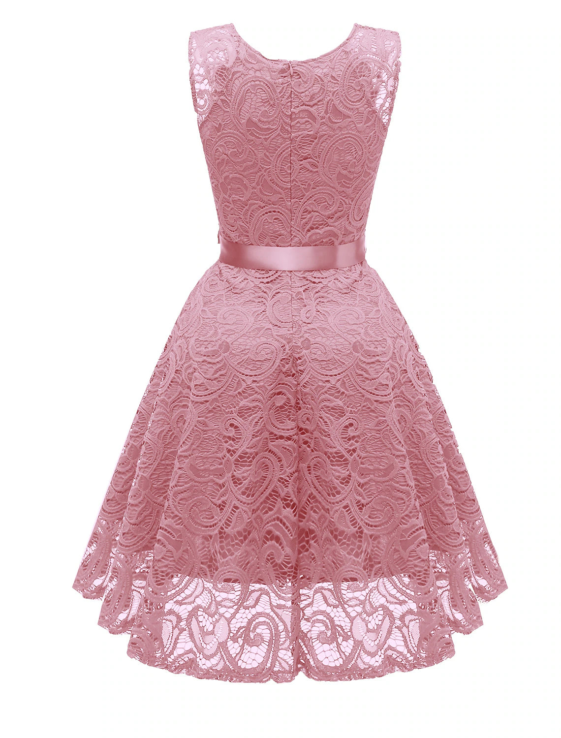 Sleeveless homecoming dress with bow accents and pleats.