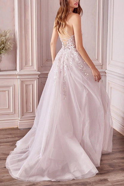 Vestidos de fiesta de tul con apliques, corte A/princesa, sin mangas, escote en V y largo hasta el suelo 