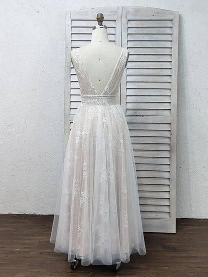 A Line V Neck Appliques Long Prom Dress V-neck Sexy Evening Dresses