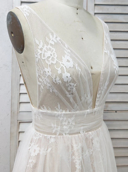A Line V Neck Appliques Long Prom Dress V-neck Sexy Evening Dresses