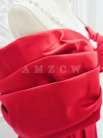 Amzcw A-Line Off Shoulder Satin Red Long Prom Dress Red Long Formal Dress prom dresses shops