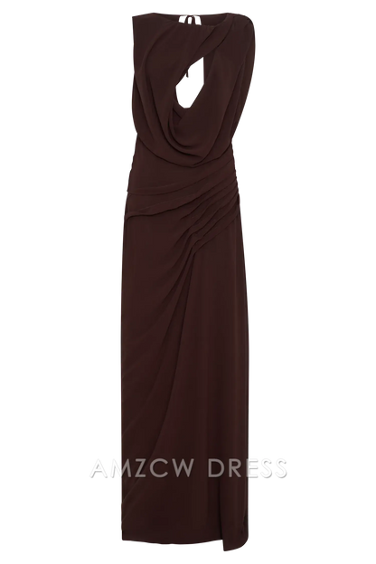 Amzcw Elegant Asymmetric Cutout Maxi Dress with Draped Details and Open Back: A Bold Choice for Fashion - Forward Events