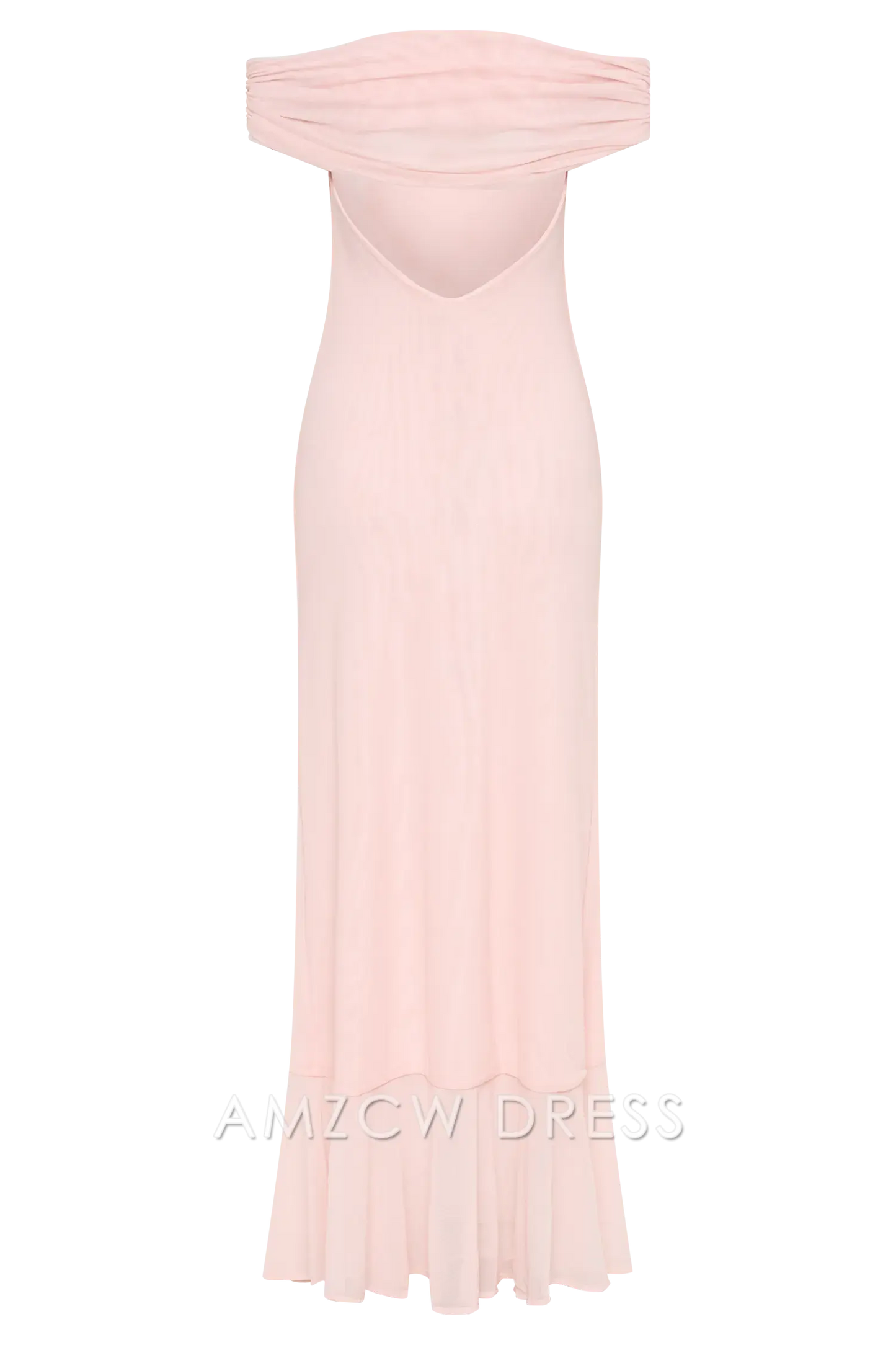 Amzcw Elegant Eye - Catching Off - Shoulder Gown: Ruffled Slit & Cutout Back Design Party wear