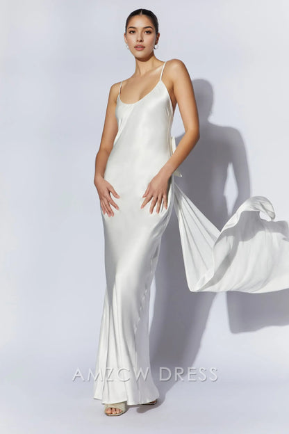 Amzcw Elegant Glamorous Backless Satin Dress: Light Up Any Occasion Party wear