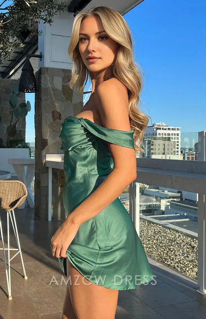 Amzcw Elegant Glamorous Off - Shoulder Satin Mini Dress: A Must - Have for Fashion - Forward Looks