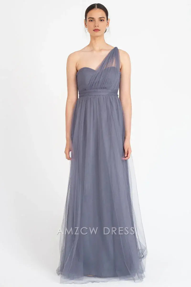 Amzcw - Elegante vestido de tul gris claro sin tirantes, escote corazón, cintura alta, vestido largo fluido, vestidos formales 