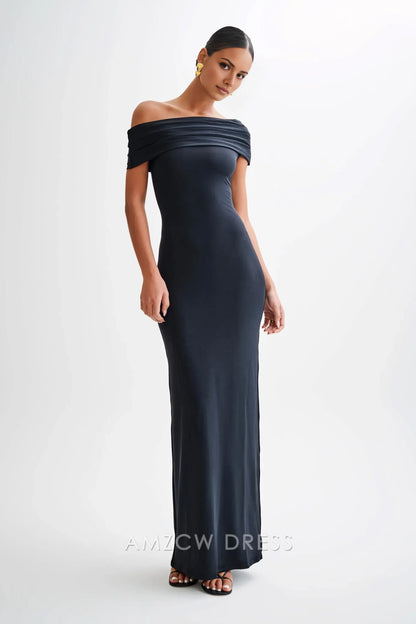 Amzcw Elegant Off - Shoulder Draped Maxi Dress with Fitted Silhouette: A Sultry Choice for Formal Events