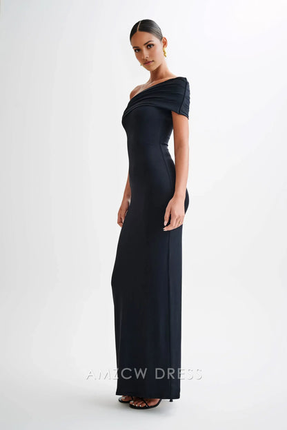 Amzcw Elegant Off - Shoulder Draped Maxi Dress with Fitted Silhouette: A Sultry Choice for Formal Events