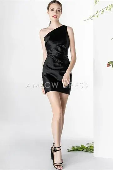 Amzcw Elegant Off Shoulder Mini Black Dress formal wear dresses
