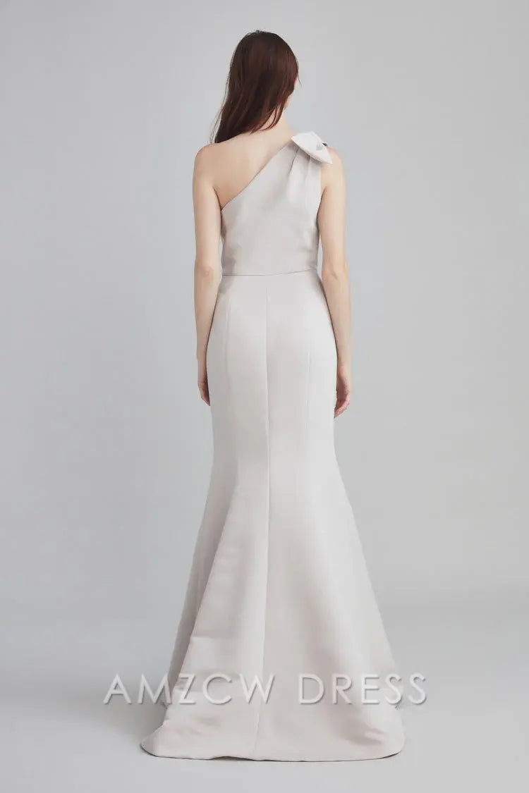 Amzcw Elegant One - Shoulder Bow - Accent Mermaid Gown: Chic Sophistication for Formal Occasions