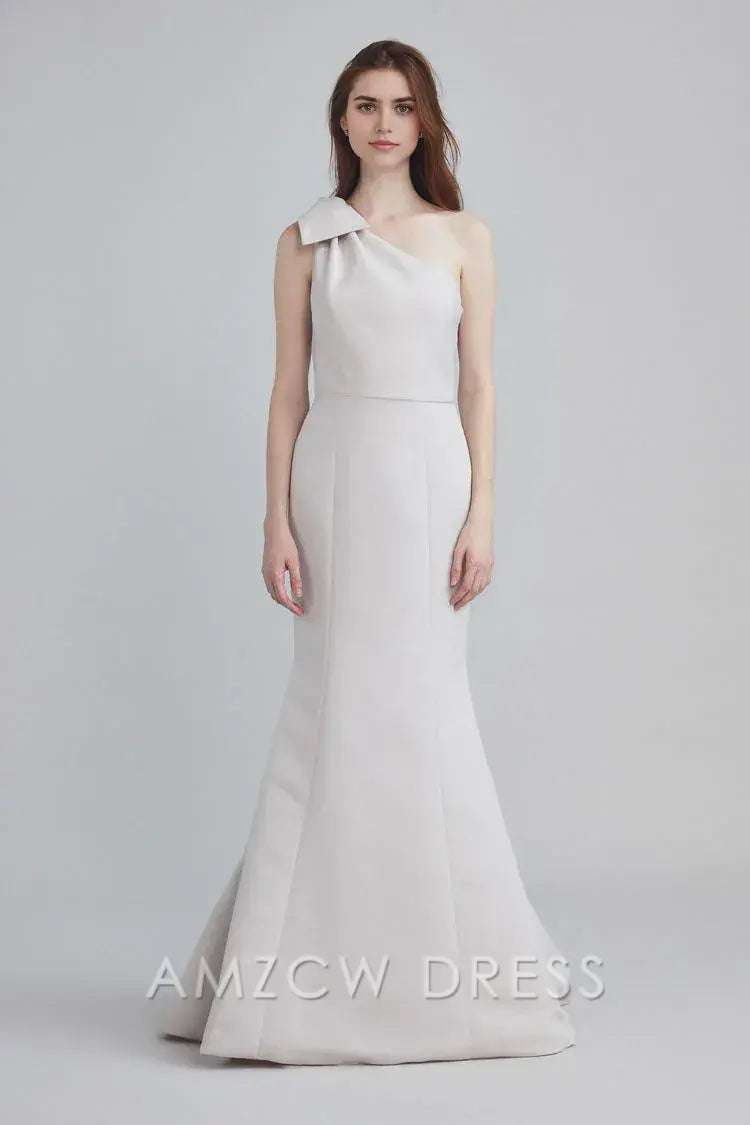 Amzcw Elegant One - Shoulder Bow - Accent Mermaid Gown: Chic Sophistication for Formal Occasions