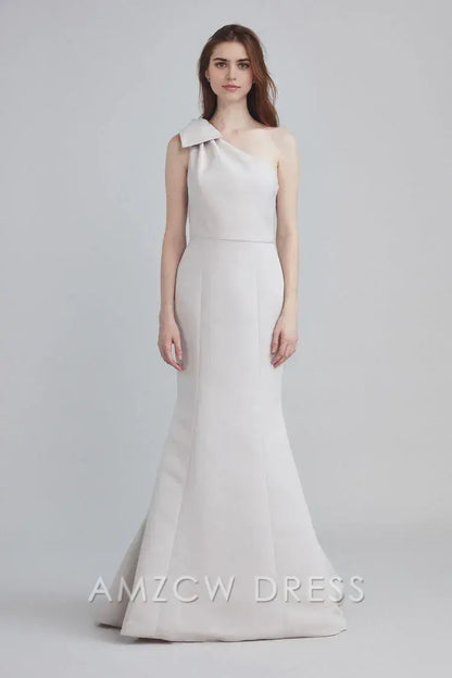 Amzcw Elegant One - Shoulder Bow - Accent Mermaid Gown: Chic Sophistication for Formal Occasions