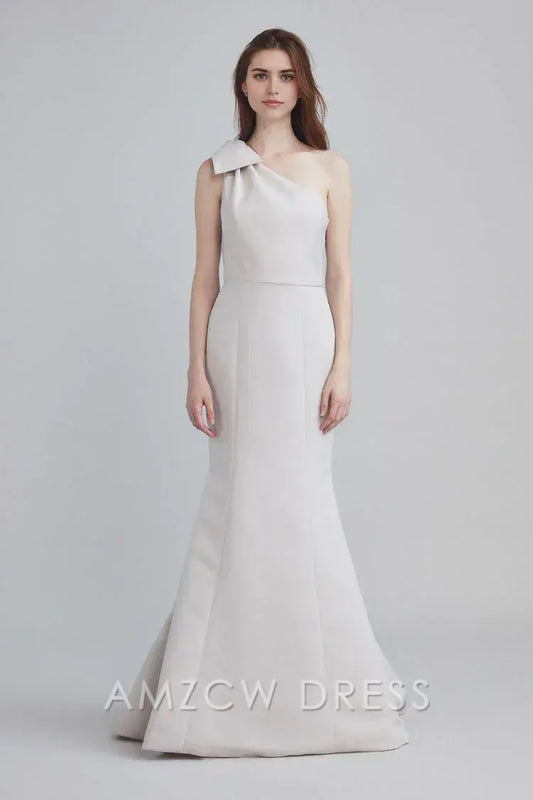 Amzcw Elegant One - Shoulder Bow - Accent Mermaid Gown: Chic Sophistication for Formal Occasions