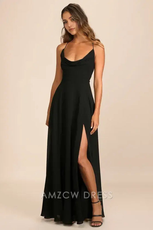 Vestido largo elegante con cuello vuelto, encaje y mangas abullonadas, estilo romántico, de Amzcw. 