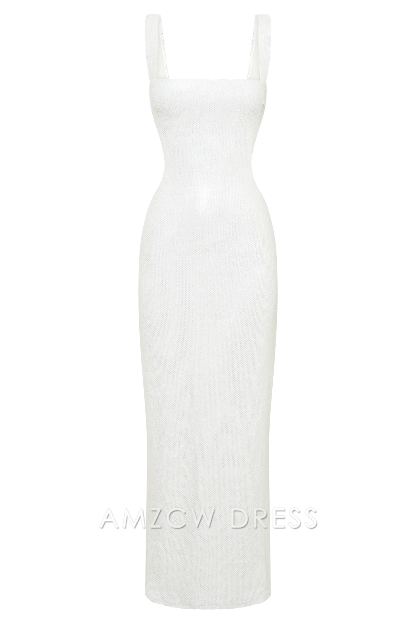 Elegante vestido largo Amzcw con lentejuelas, detalles recortados y escote cuadrado: una opción audaz para eventos glamurosos. 
