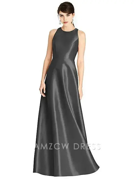 Amzcw Elegant Sleeveless Satin Maxi Dress: Timeless Elegance for Formal Gatherings