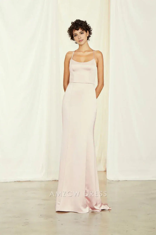 Amzcw Elegant Strappy Satin Mermaid Gown: Understated Sophistication formal wear dresses