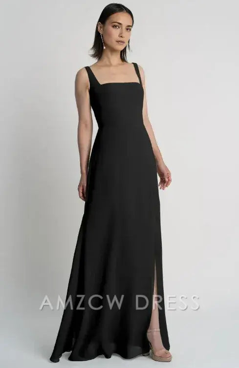 Vestido de cóctel elegante y atemporal con escote cuadrado negro de Amzcw para ocasiones formales. 