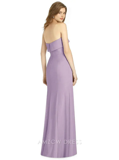 Amzcw - Elegante vestido de noche lila sin tirantes, corte favorecedor, para mujer. 