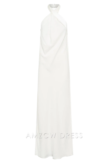 Amzcw Elegant Twisted Halter Satin Gown: Prom & Event Highlight Party wear