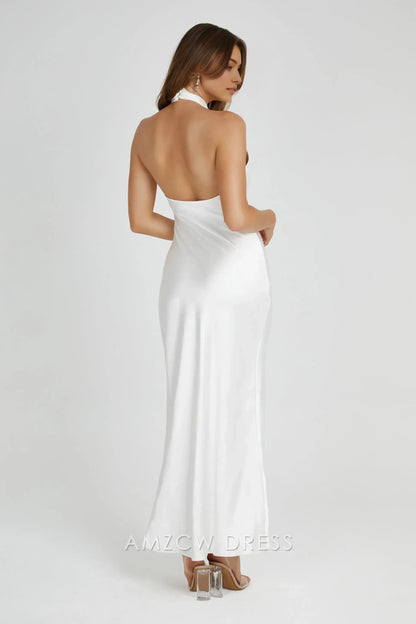 Amzcw Elegant Twisted Halter Satin Gown: Prom & Event Highlight Party wear