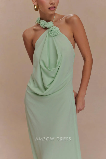 Amzcw Elegant prom clothes Cowl Neck Maxi Dress - Sage Floor Length formal hot sale for women
