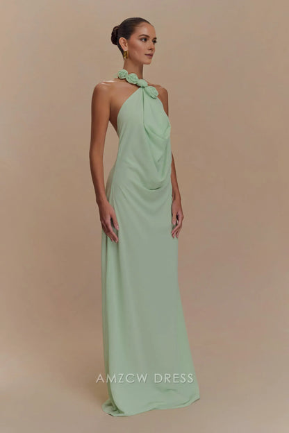 Amzcw Elegant prom clothes Cowl Neck Maxi Dress - Sage Floor Length formal hot sale for women
