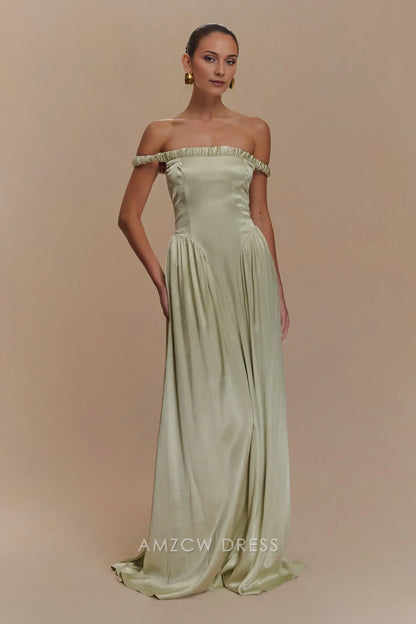 Amzcw Elegant prom clothes Dropped Waist Maxi Dress - Sage Floor Length formal hot sale for women