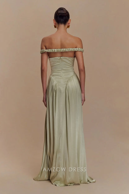 Amzcw Elegant prom clothes Dropped Waist Maxi Dress - Sage Floor Length formal hot sale for women