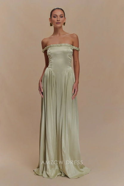 Amzcw Elegant prom clothes Dropped Waist Maxi Dress - Sage Floor Length formal hot sale for women